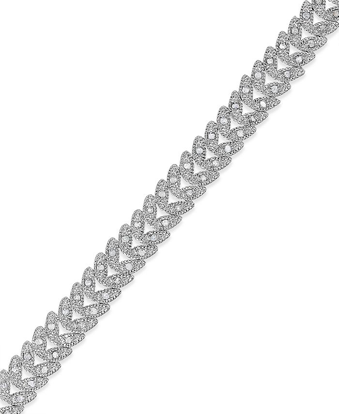 Victoria Townsend Rose Cut Diamond Leaf Bracelet in Silver Plated