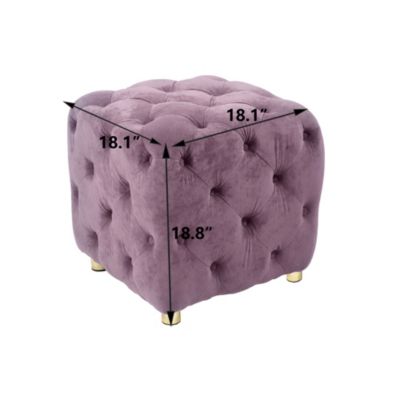  Modern Purple Velvet Ottoman, Small End Table, Footstool & Chair Set
