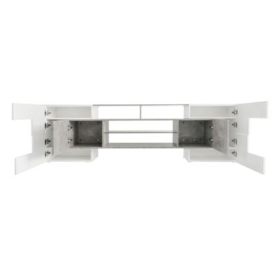 Modern Grey TV Stand with LED Shelves