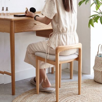 Natural Beech Wood Make-Up Stool Bed Bench For Dining Room, Bedroom