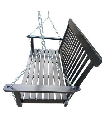 Simplie Fun Outdoor Wood Bench Swing with Armrests