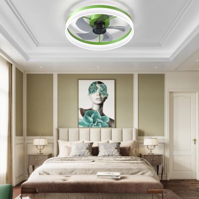 Dimmable LED Ceiling Fans with Thin Modern Flushmount