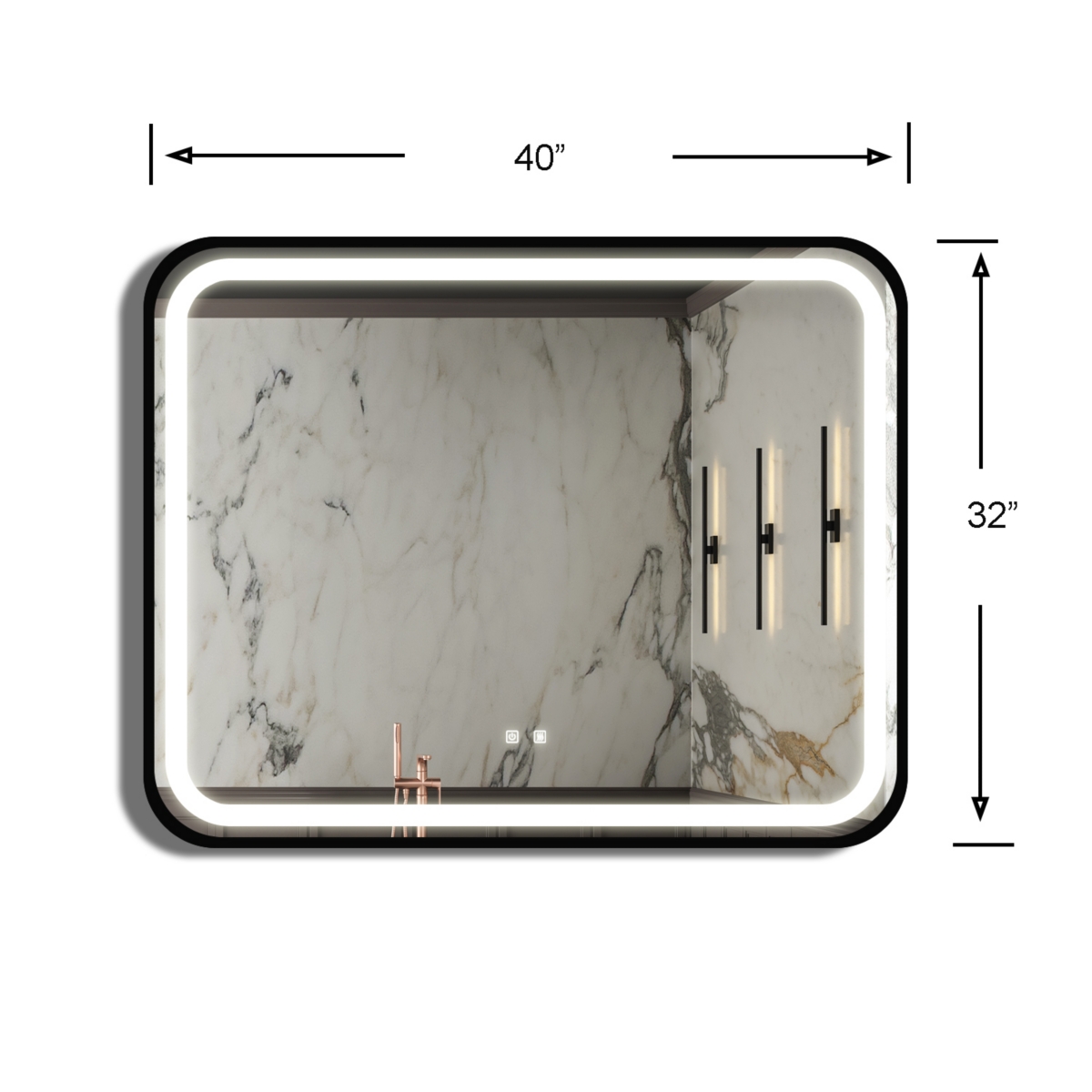Streamdale Furniture Led Classy Vanity Mirror - 40x32 Inch, Dimmable Touch - Silver+grey