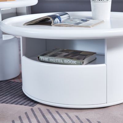 MDF 2 Piece Round Set for Living Room and Bedroom Coffee Table Set