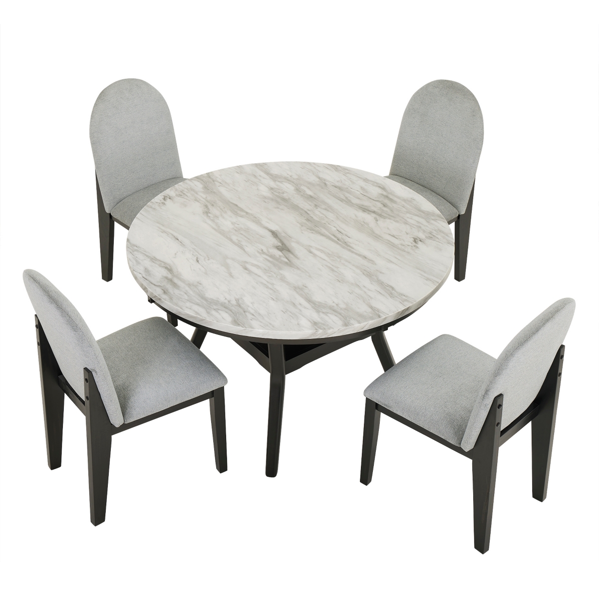 Streamdale Furniture 5-Piece Round Dining Table Set with Storage & Upholstered Chairs