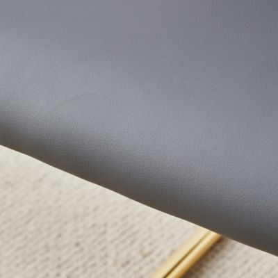  4 Gray+Pu Dining/Restaurant Chairs With Gold Legs