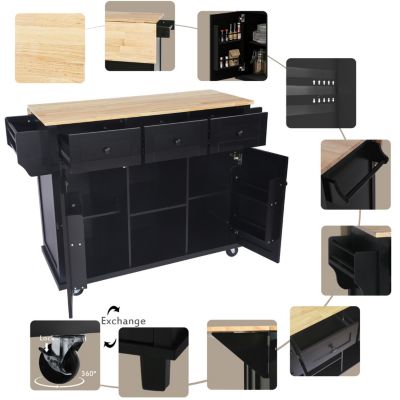 Multifunctional Storage and Wheels Kitchen Cart