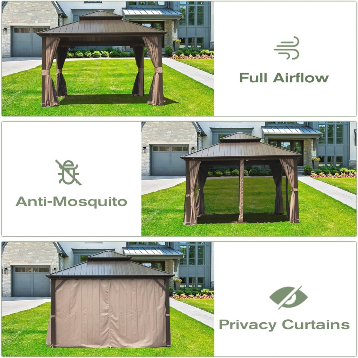 Streamdale Furniture X Hardtop Gazebo, Aluminum Metal Gazebo Withnized Steel Double Roof Canopy