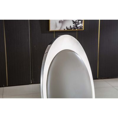 Leatherette Dining Chair Set (2) with Oval Backrest, Steel Legs