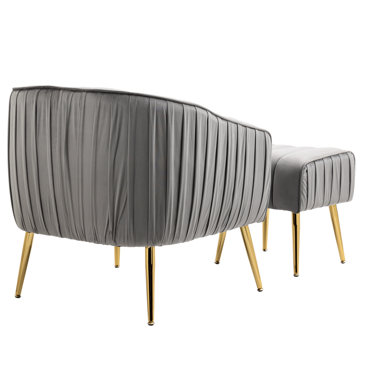 Streamdale Furniture Velvet Accent Chair With Ottoman, Modern Tufted Barrel Chair Ottoman Set For Living Room