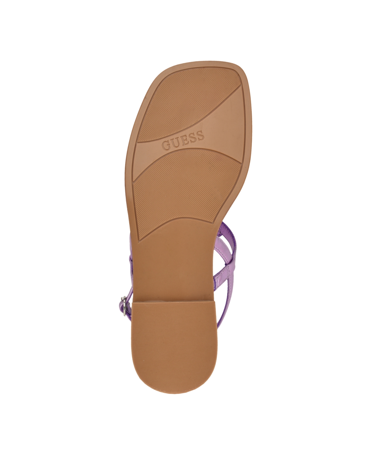 Guess Women's Rainey Logo Sqaure Toe T-strap Flat Sandals In Dark Pink