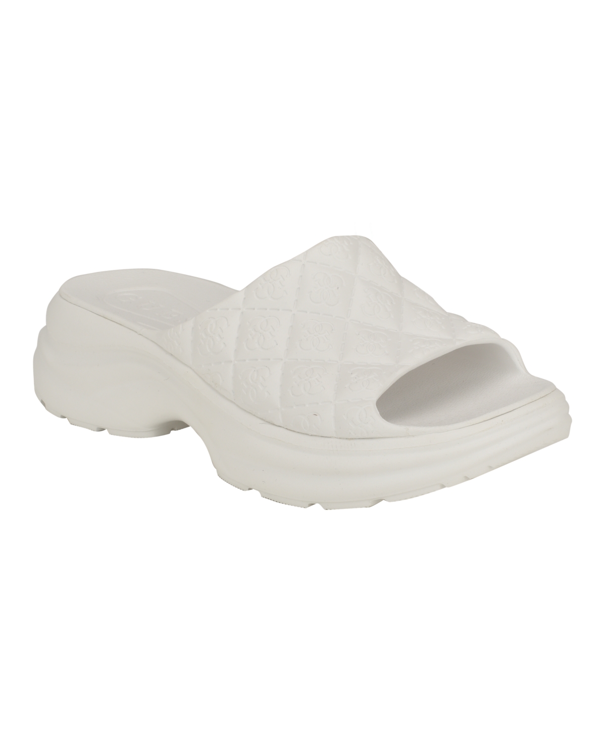 Shop Guess Women's Fenixy Quilted Lug-sole Pool Slides In White