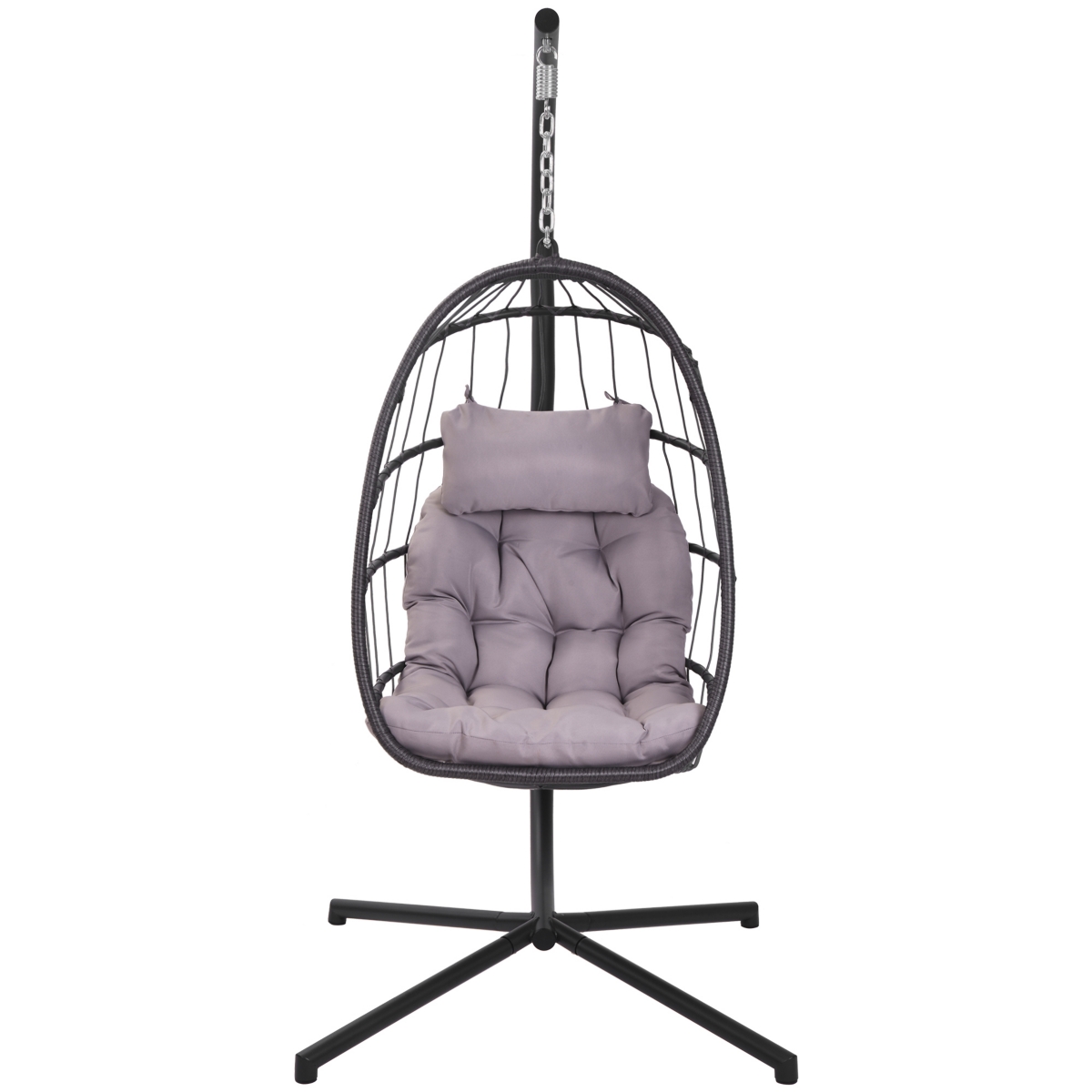 Streamdale Furniture Outdoor Patio Wicker Hanging Chair Swing Chair Patio Egg Chair Uv Resistant Cushion