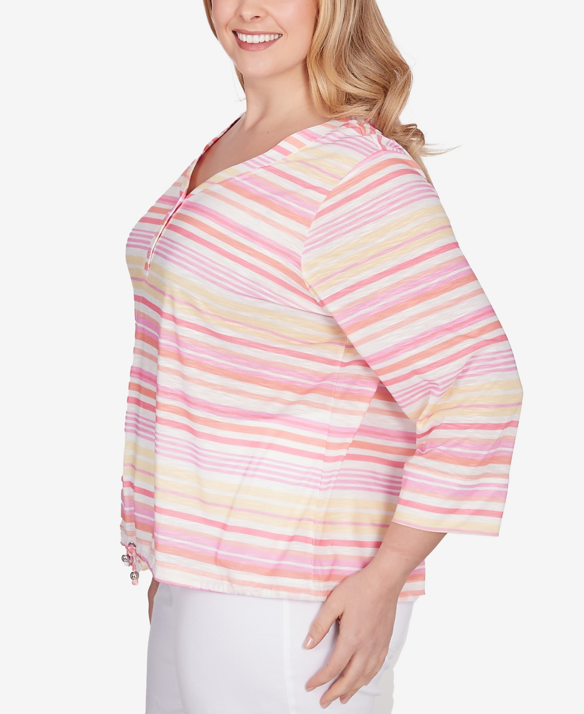 Hearts Of Palm Plus Size Spring Into Action 3/4 Sleeve Top