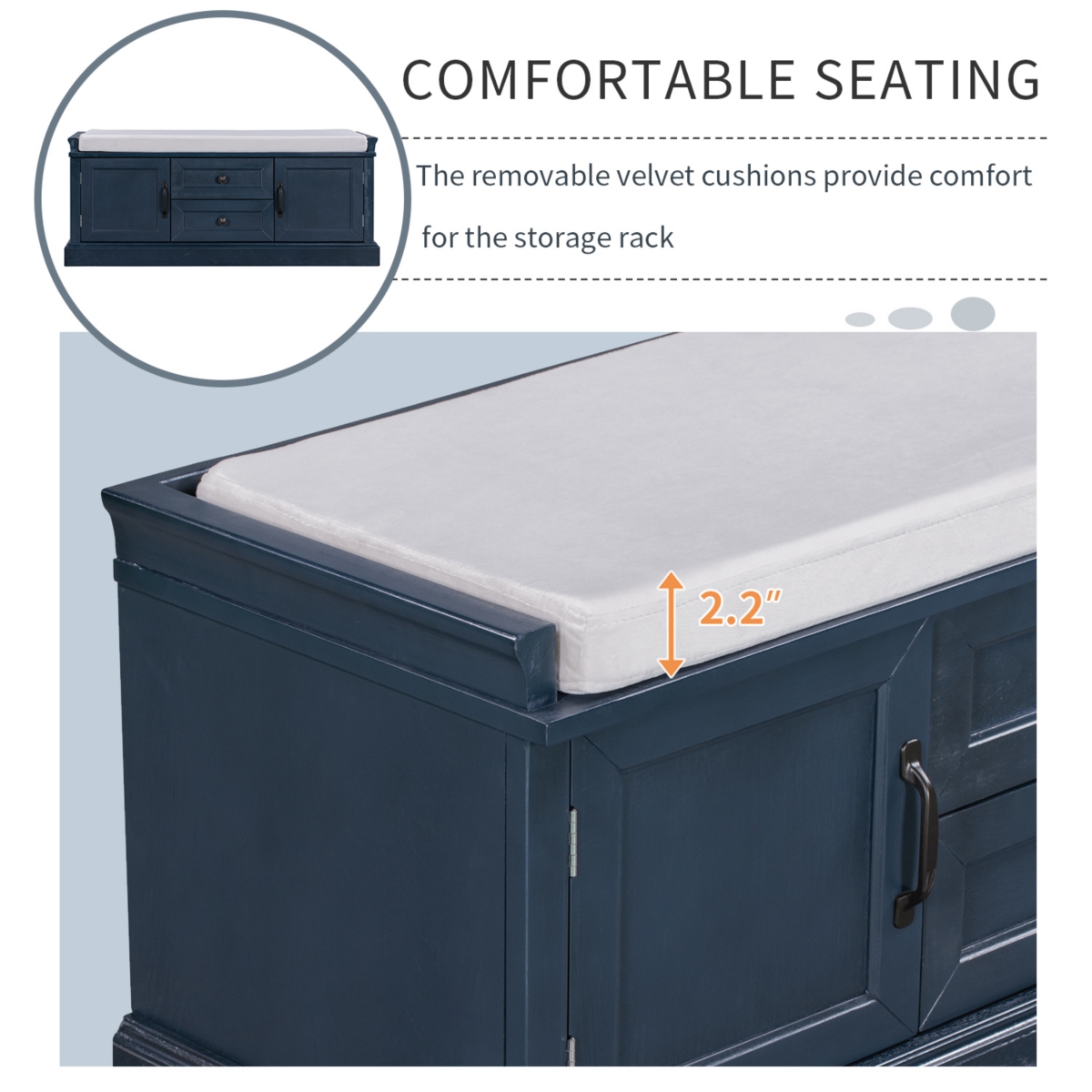 Streamdale Furniture Storage Bench With 2 Drawers And 2 Cabinets