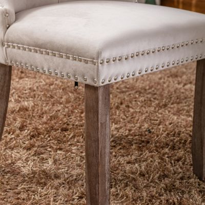 Modern, High-end Tufted Solid Wood Contemporary Velvet Upholstered Dining Chair with Wood Legs Nailhead Trim 2-Pcs Set