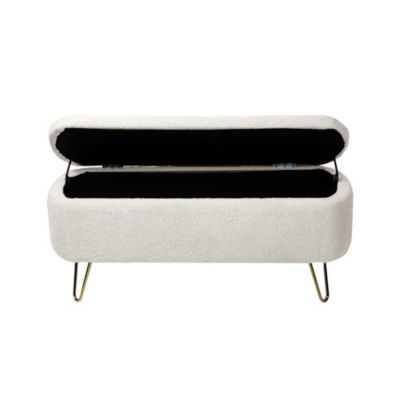 Gold-Legged Faux Fur Storage Ottoman