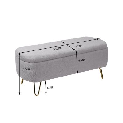 Streamdale Gold Ottoman Bench with Faux Fur