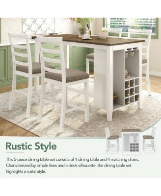 Streamdale Rubberwood Dining Set with Padded Chairs