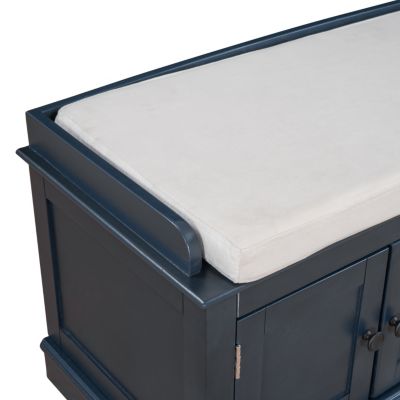 MDF Multi-Purpose Storage Bench with Adjustable Shelves and Cushioned Seat