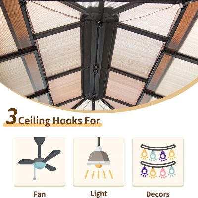 Streamdale 12x16FT Hardtop Gazebo with Polycarbonate Roof & Curtains