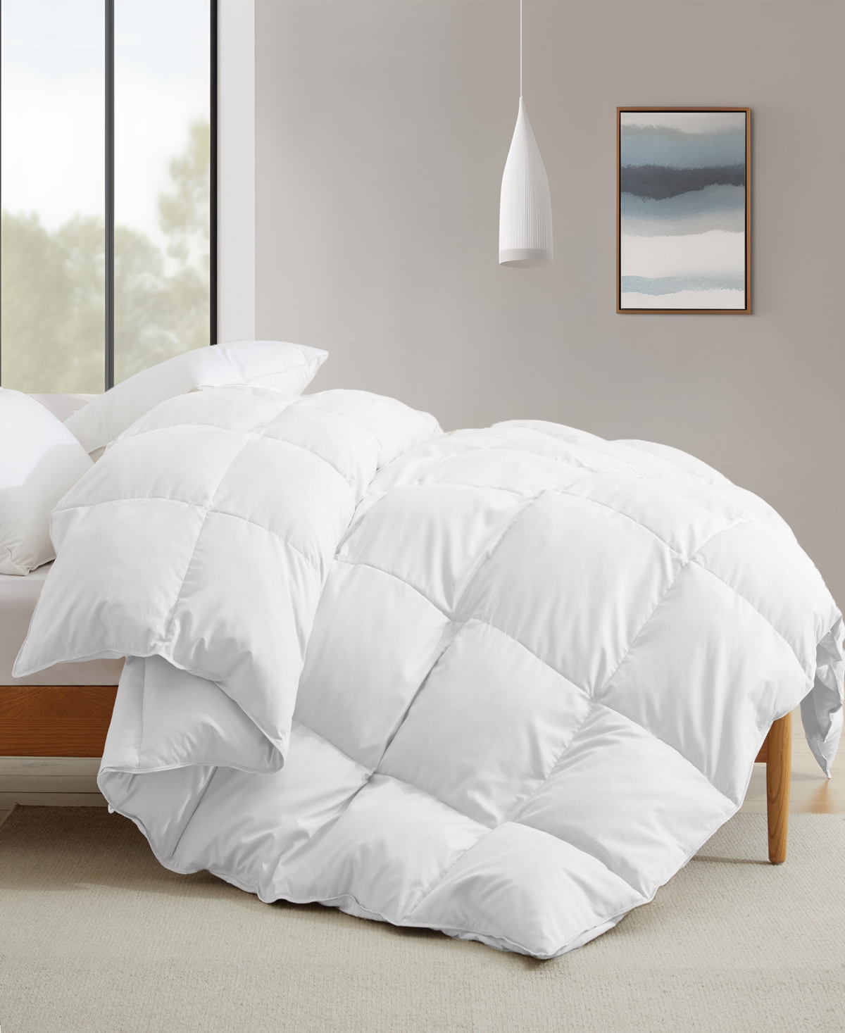 Unikome All Season Warmth Goose Feather Down Fiber Comforter, California King In White