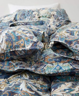 Printed All Season White Goose Feather Fiber Comforter, Full/Queen