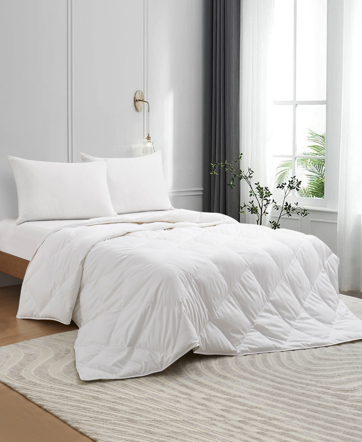 Unikome Lightweight White Goose Down Feather Fiber Comforter , Twin In White