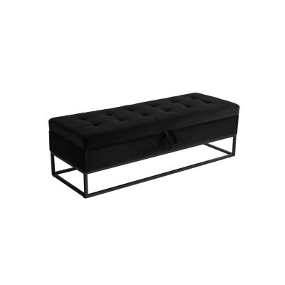 58.6" Bed Bench Metal Base with Storage Pink Velvet