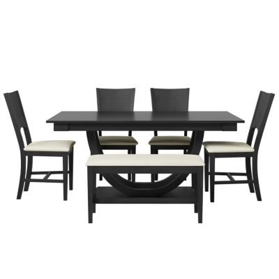 Streamdale 6-Piece Modern Dining Set with Long Bench