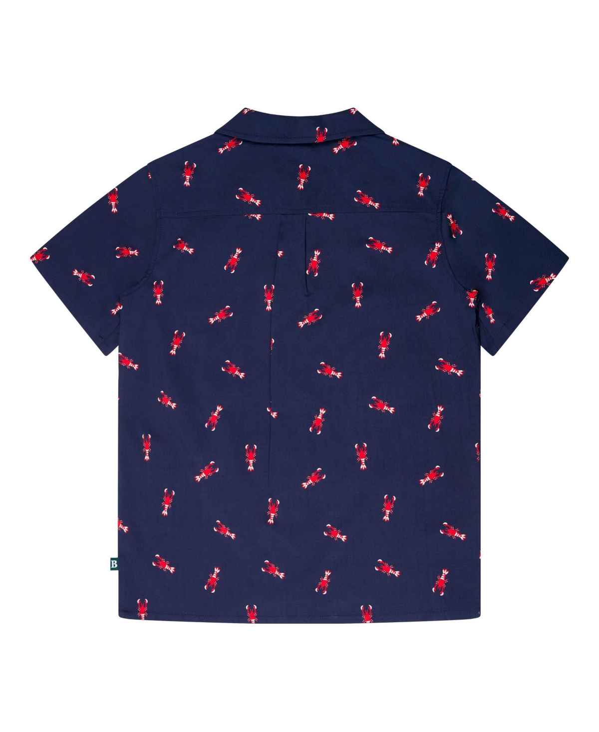 Shop Brooks Brothers B By  Big Boys Lobster Print Woven Short Sleeve Shirt In Navy