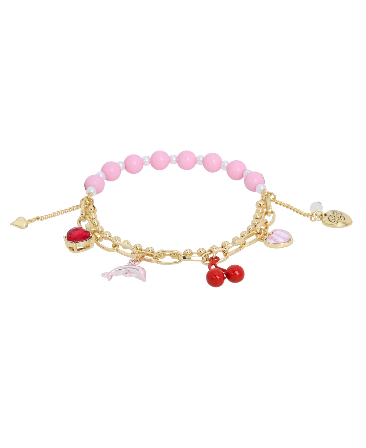 Shop Betsey Johnson Faux Stone Dolphin Charm Stretch Bracelet In Pink