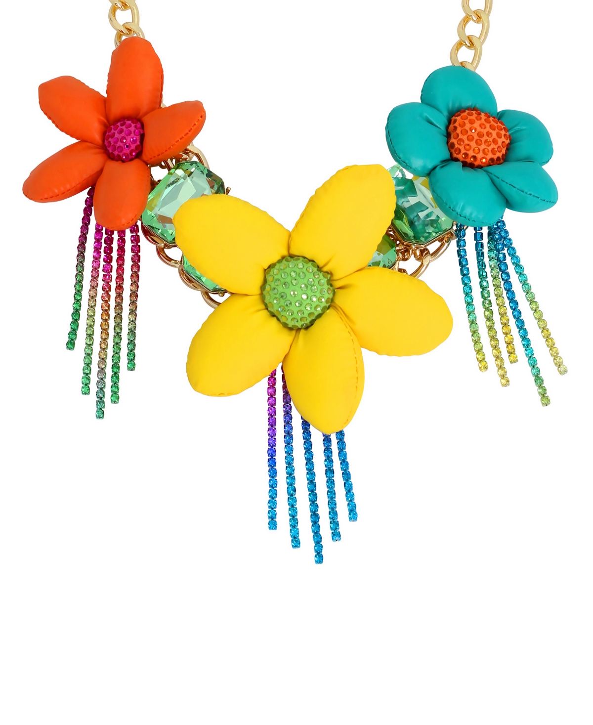 Shop Betsey Johnson Faux Stone Statement Flower Necklace In Multi