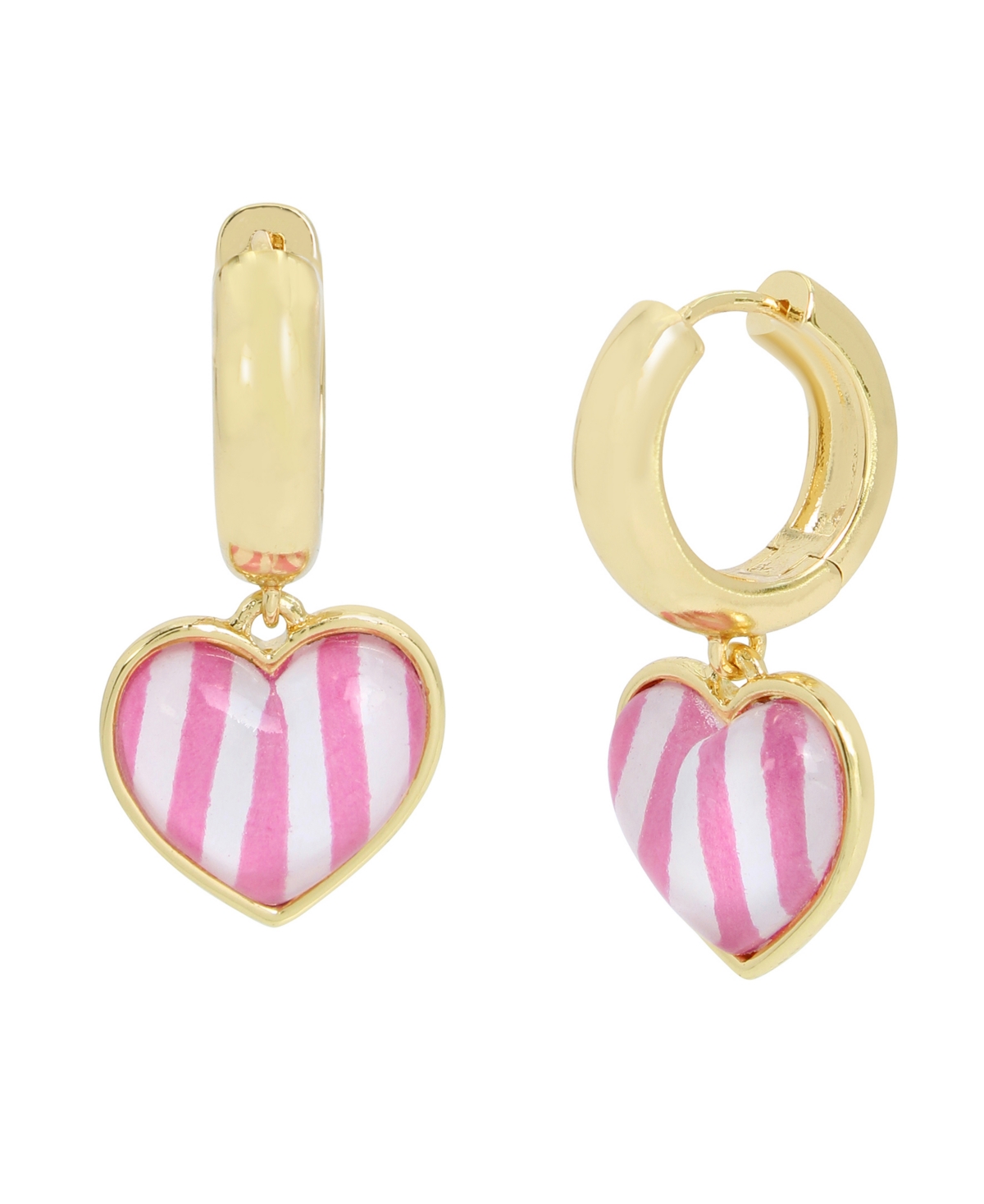 Pink Heart Charm Huggie Earrings - Pink