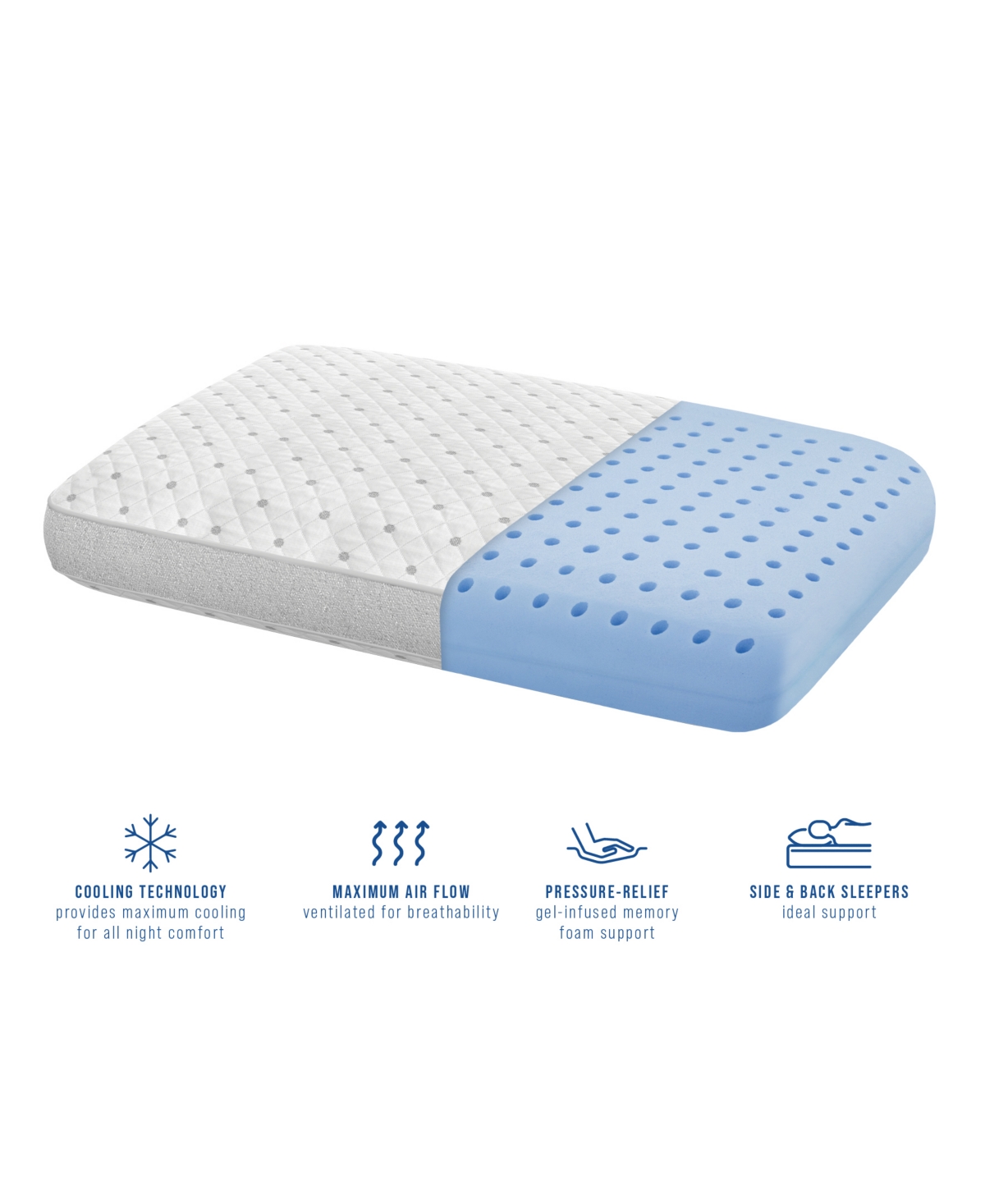 ProSleep Beautifully Cool Supreme Cooling Comfort Gusseted Memory Foam Pillow, Standard/Queen, Exclusively at Macy's