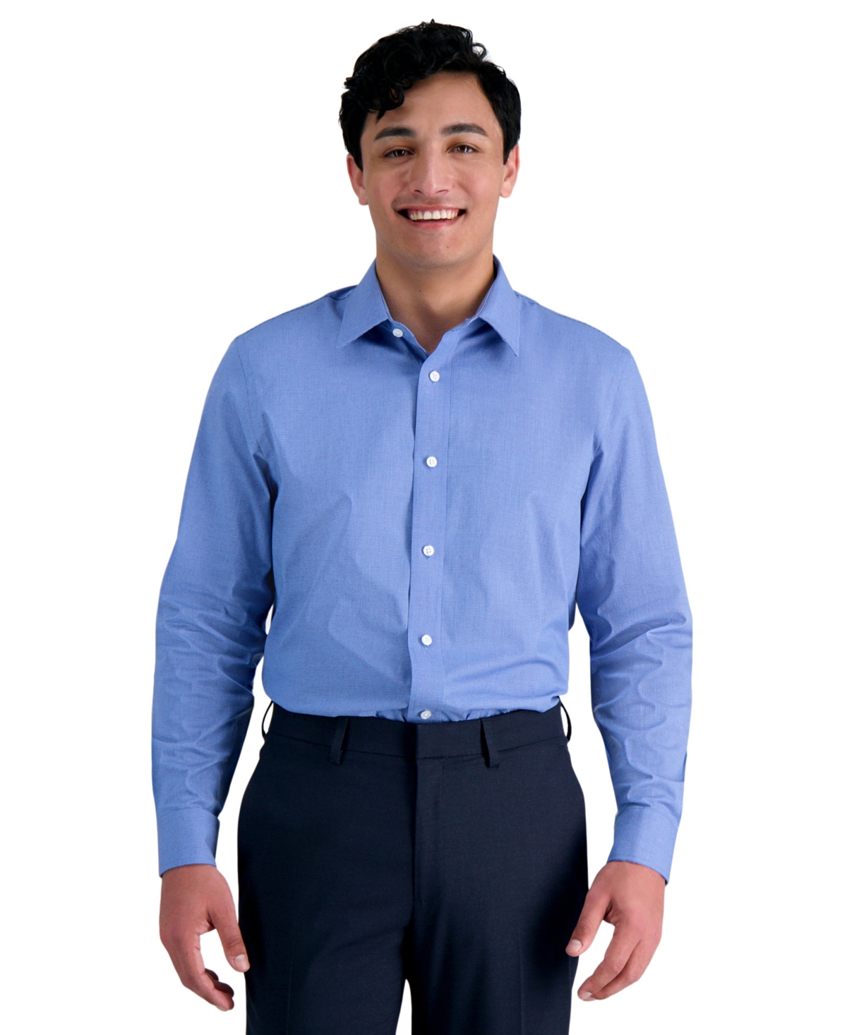 Men's Premium Comfort Slim Fit Dress Shirt - Denim Blue Dobby