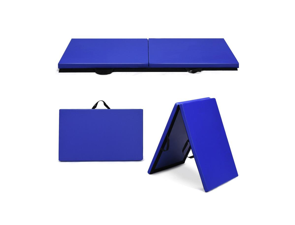 Gymnastic Mat with Carrying Handles for Yoga - Blue
