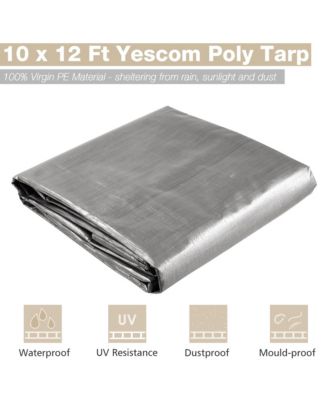 10x12ft Heavy Duty Reinforced Poly Tarp 10-mil All Purpose Canopy Tent Cover Waterproof Tarpaulin