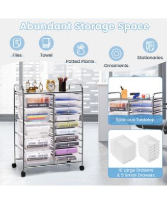 15-Drawer Utility Rolling Organizer Cart Multi-Use Storage