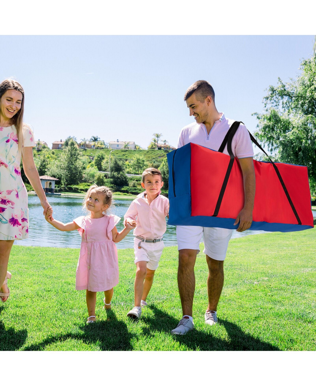 Slickblue Giant Carry Storage Bag for 4 in a Row Game with Durable Zipper - Blue+red