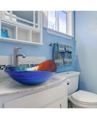 Waterdrop Shape Tempered Glass Sink Counter Top Bathroom Basin 2 Pack