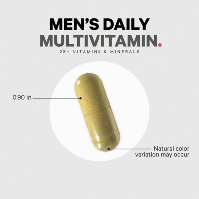 Men s Daily Multivitamin Supplement, 25+ Vitamins & Minerals For Adults, Organic Whole Foods Vitamins A, B, Vitamin C, D, E, K, 120 Capsules