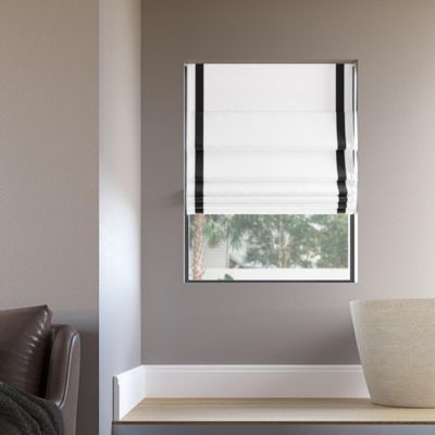 Olander Black Ribbon Border 100% Blackout Cordless Roman Shade