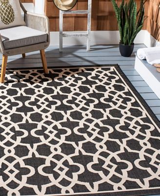 Courtyard CY6071 Black and Beige 5'3" x 7'7" Outdoor Area Rug