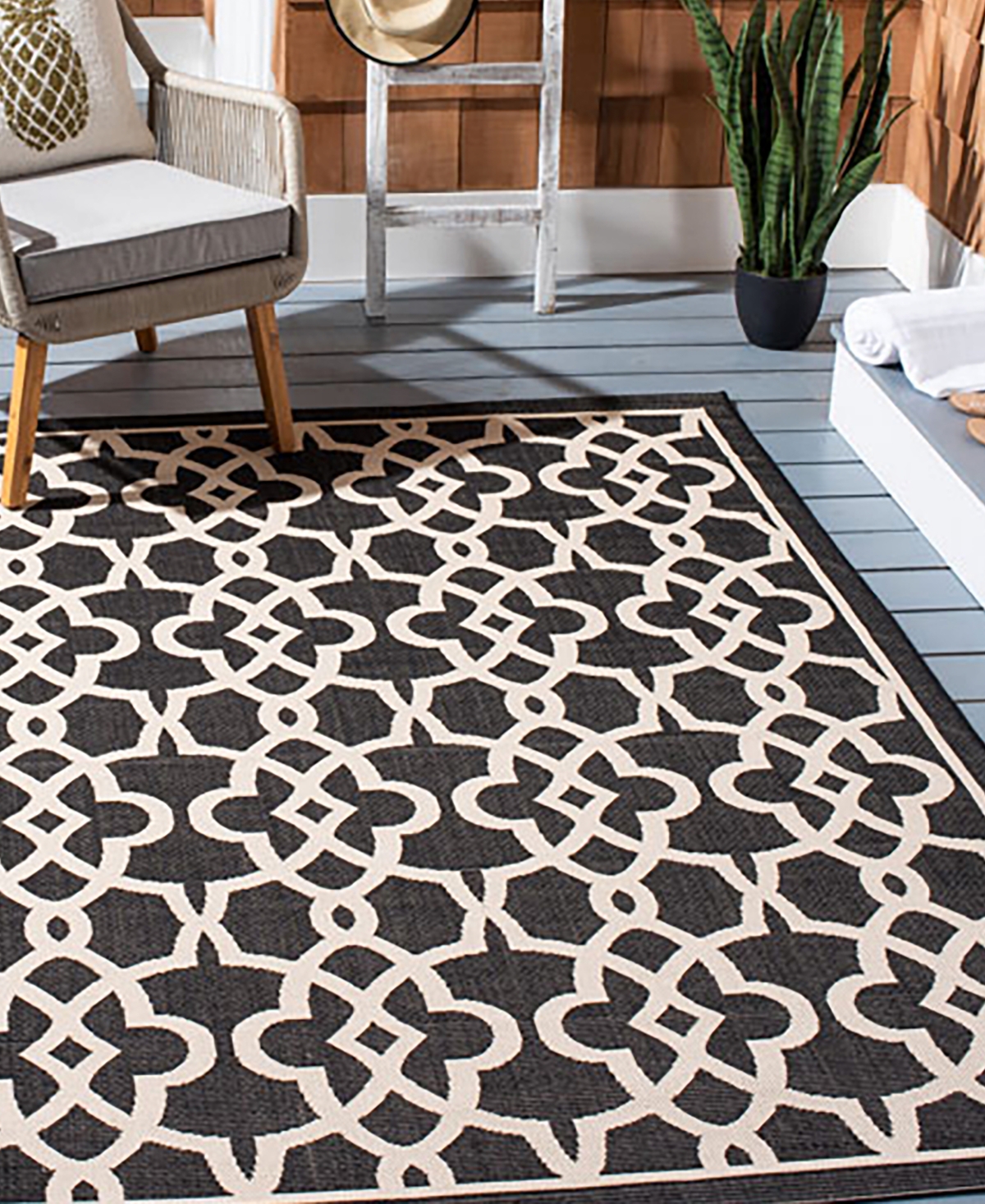 Safavieh Courtyard CY6071 Black and Beige 5'3" x 7'7" Outdoor Area Rug