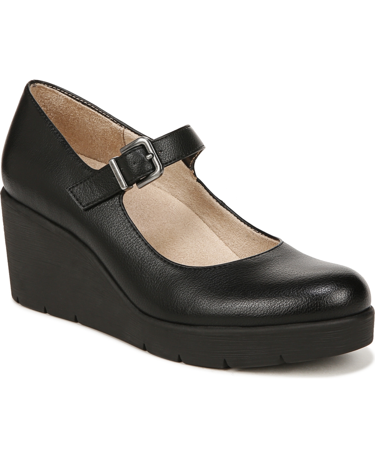 Shop Soul Naturalizer Adore Mary Jane Wedges In Black Faux Leather