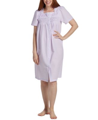 Miss Elaine - Women's Short Snap-Front Seersucker Robe