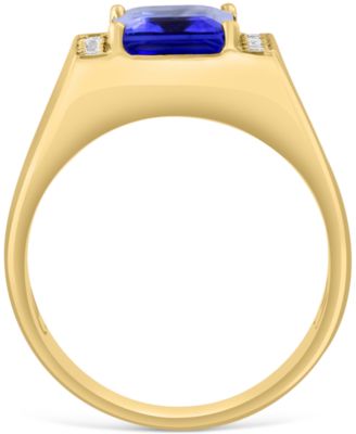 EFFY&reg; Men's Tanzanite (3-1/3 ct. t.w.) & Diamond (1/6 ct. t.w.) Ring in 14k Gold