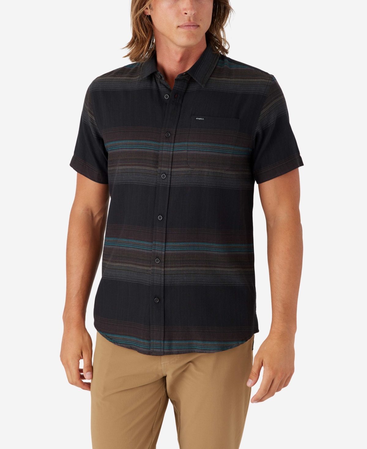 Shop O'neill Seafaring Stripe Standard Shirt In Black