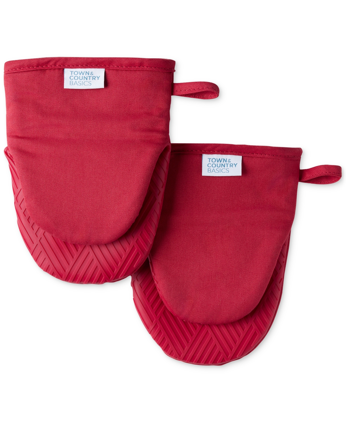 Shop Town & Country Living Basics Silicone Basketweave Mini Oven Mitts, Set Of 2 In Red